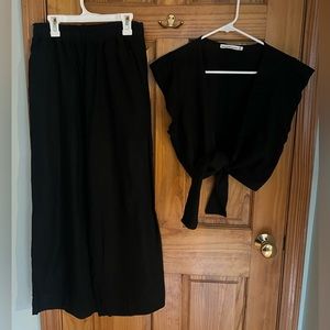 Two piece linen-like set from Abercrombie and Fitch.